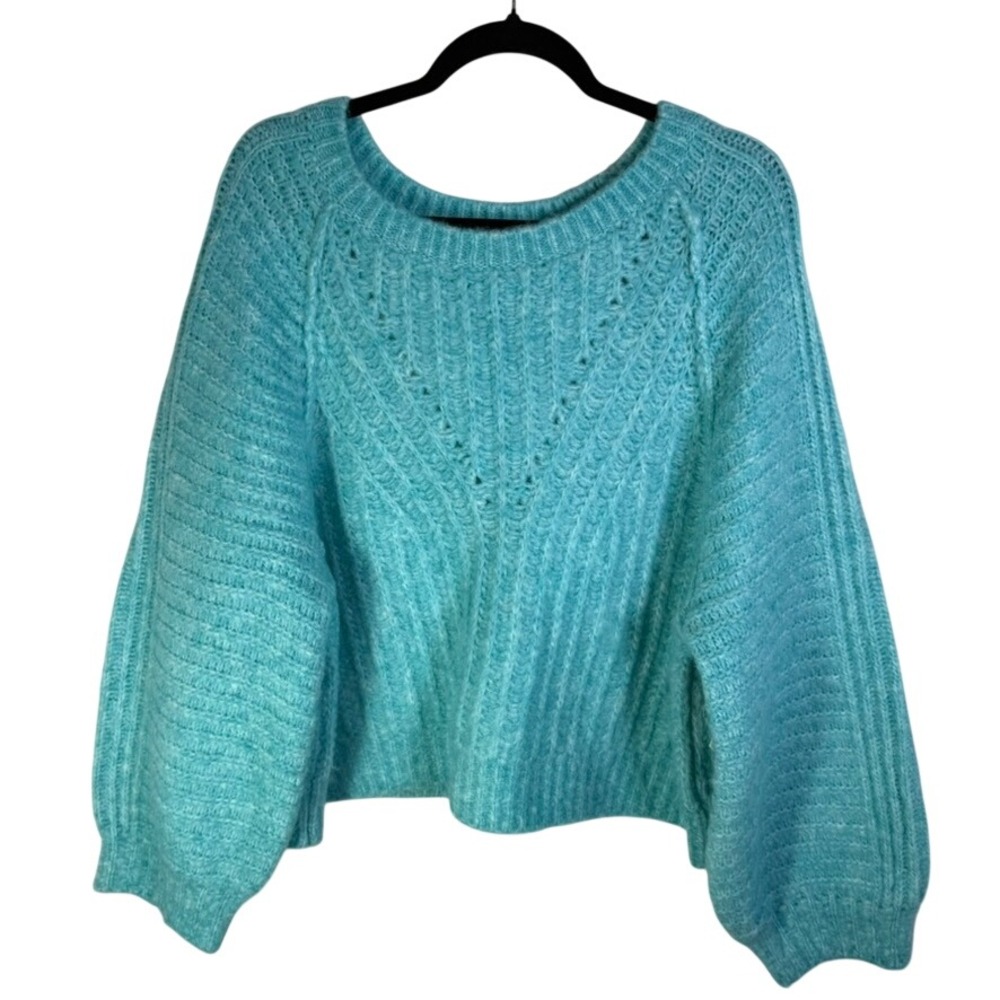 Free People Womens Carter Aqua Pullover Sweater size M NWT